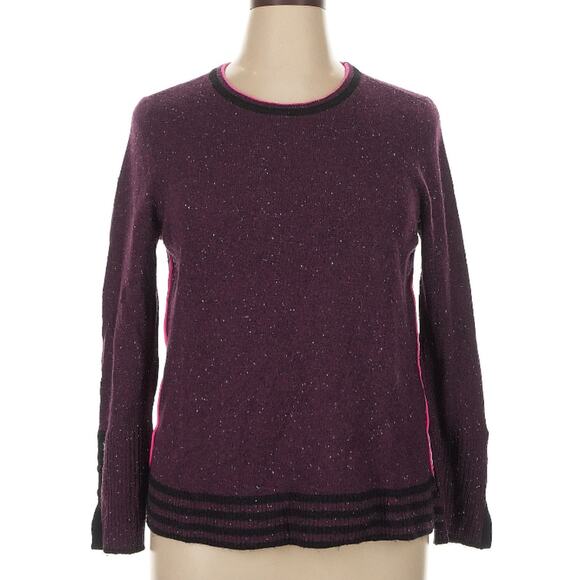 Lisa Todd Purple Speckled 100% Cashmere Crewneck Ringer Sweater XL - Picture 2 of 8